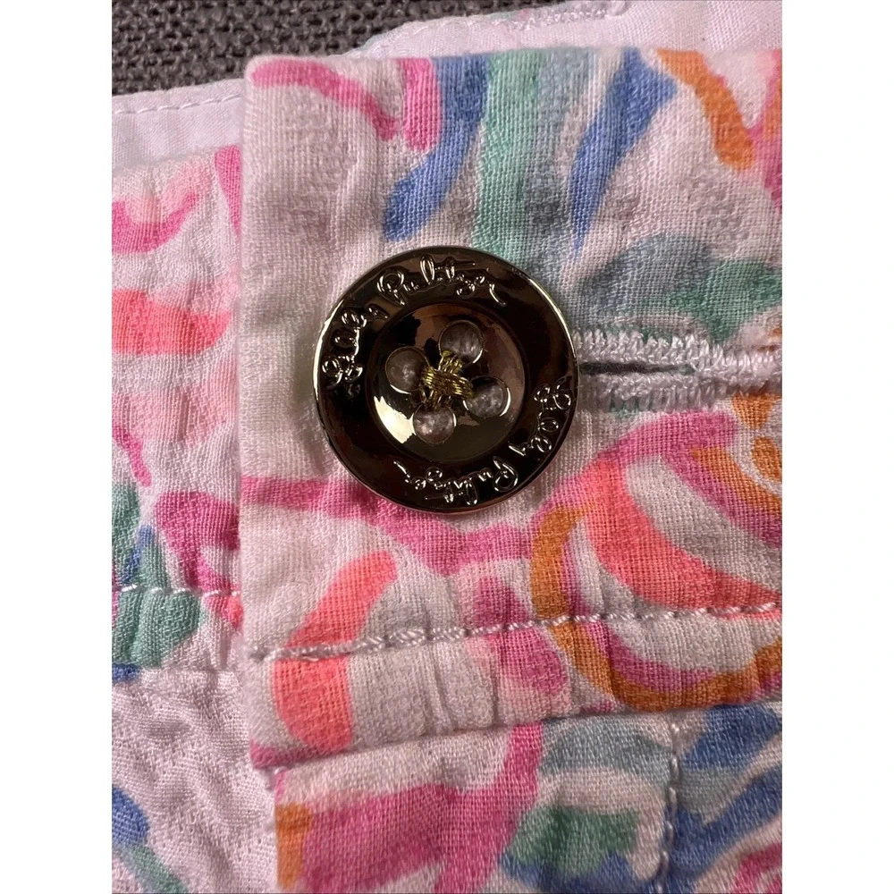 Lilly Pulitzer The Walsh Shorts Women 6 Multicolor Beach Casual Pockets Crab - Picture 2 of 10